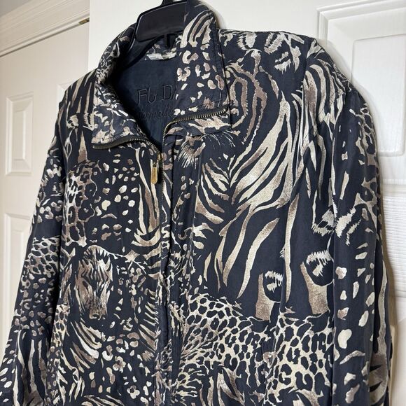 Vintage 80s Silk Tiger Leopard Animal Print All Over Bomber Jacket Medium - Picture 5 of 9